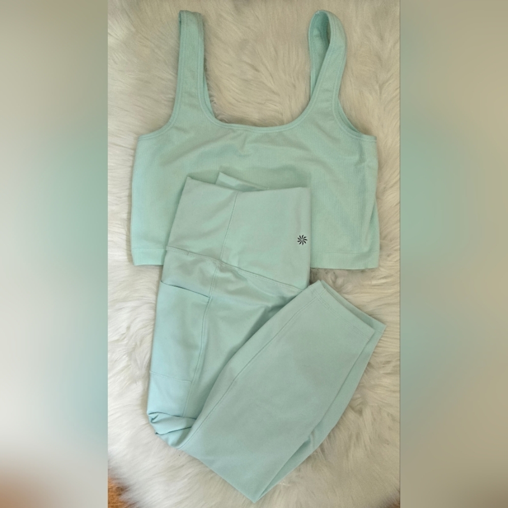 Athleta Mint green Set - cropped tank and high-waisted pocket cropped legging